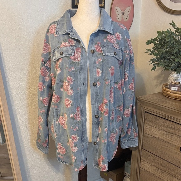 BiBi Jackets & Blazers - Bibi Floral Denim Jacket-Size XL